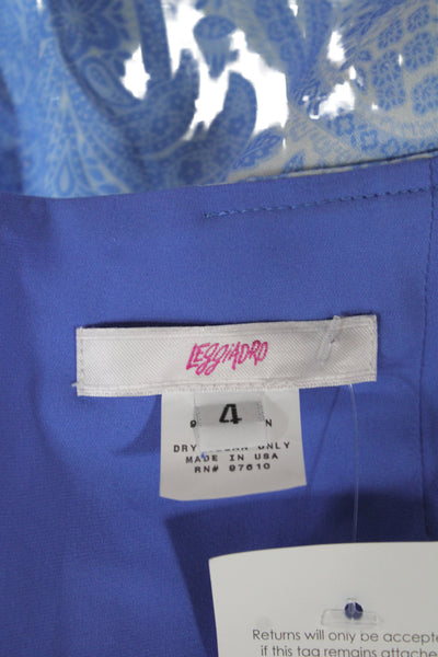 Leggiadro Women Straight Pencil Skirt Light Blue Paisley Cotton Size 4
