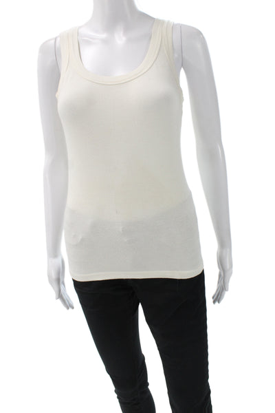 Armani Collezioni Womens Basic Tank White Cotton Round Neck Sleeveless Size 10