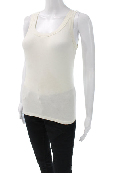 Armani Collezioni Womens Basic Tank White Cotton Round Neck Sleeveless Size 10