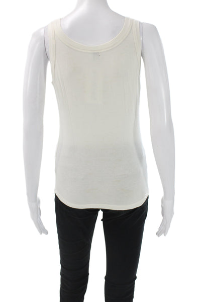 Armani Collezioni Womens Basic Tank White Cotton Round Neck Sleeveless Size 10
