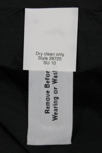 J Crew Womens Black Sleeveless Silk Cotton Tank Round Neck Button Size 8