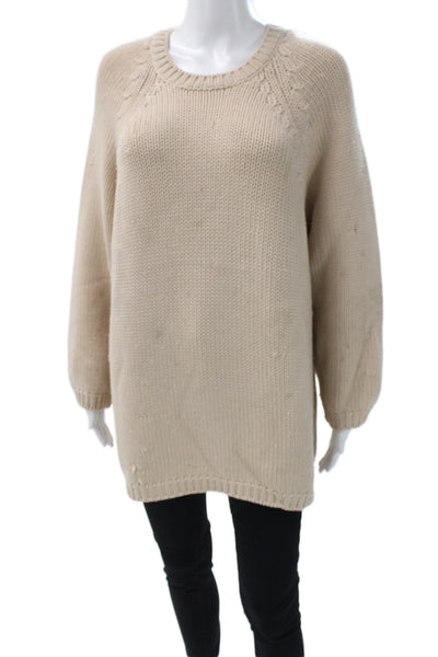 Jil Sander Unisex Pullover Sweater Beige Wool Size L