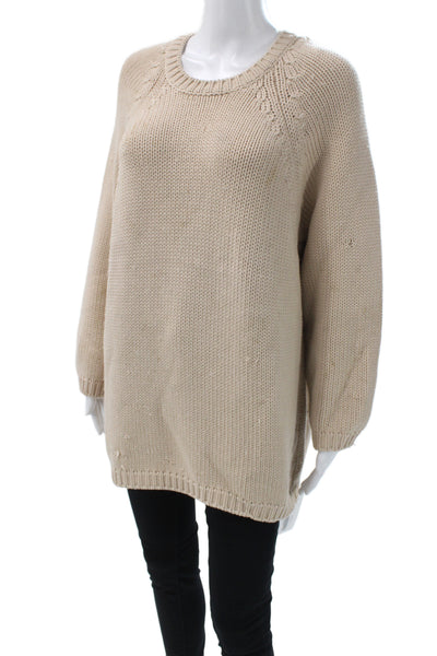 Jil Sander Unisex Pullover Sweater Beige Wool Size L