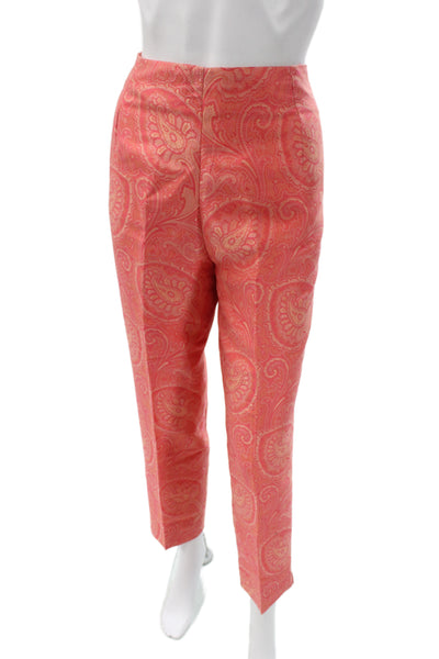 Bernard Zins Women Dress Pants Pink Paisley Zip Closure Size 12
