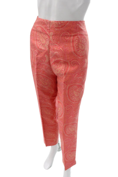 Bernard Zins Women Dress Pants Pink Paisley Zip Closure Size 12