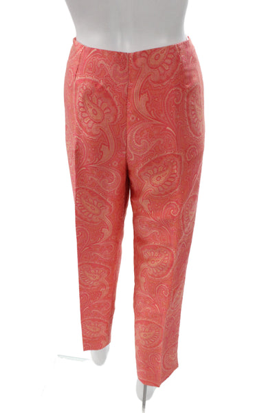 Bernard Zins Women Dress Pants Pink Paisley Zip Closure Size 12