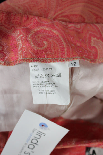 Bernard Zins Women Dress Pants Pink Paisley Zip Closure Size 12