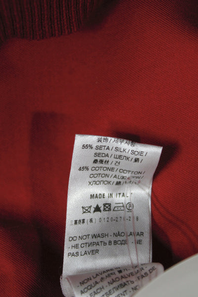 Agnona Women Designer Red Sleeveless Cardigan Vest Button Crew Neck Size 46