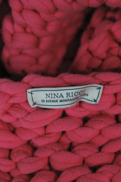 Nina Ricci Unisex Pink V-Neck Wool Acrylic Cardigan 3/4 Sleeve Size L