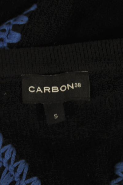 Carbon 38 Women Cropped Tank Sleeveless Crew Neck Black Zip Size S