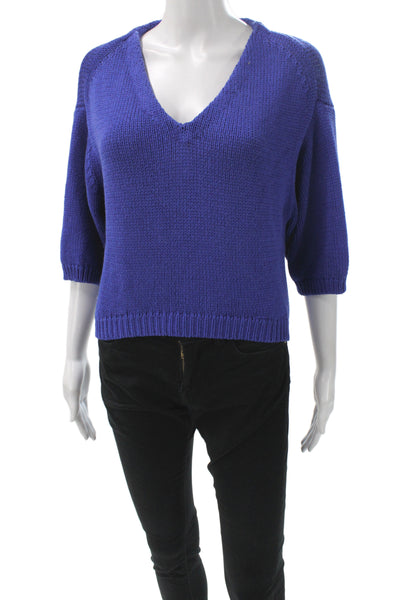 3.1 Phillip Lim Unisex Pullover Sweaters Blue V-Neck 3/4 Sleeve Size XS