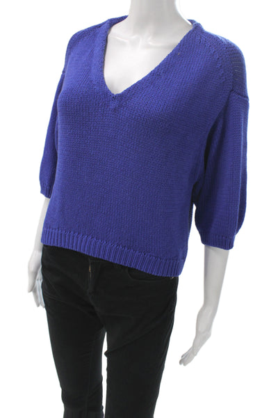 3.1 Phillip Lim Unisex Pullover Sweaters Blue V-Neck 3/4 Sleeve Size XS