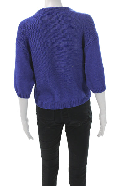 3.1 Phillip Lim Unisex Pullover Sweaters Blue V-Neck 3/4 Sleeve Size XS