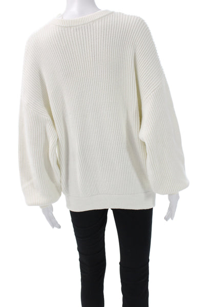 Zara Unisex Pullover Crew Neck Long Sleeve White Size M
