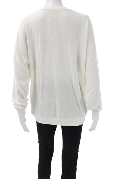 Alo Unisex Pullover Sweater White Crew Neck Long Sleeve Size S