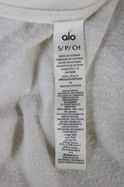 Alo Unisex Pullover Sweater White Crew Neck Long Sleeve Size S