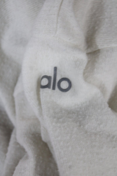 Alo Unisex Pullover Sweater White Crew Neck Long Sleeve Size S