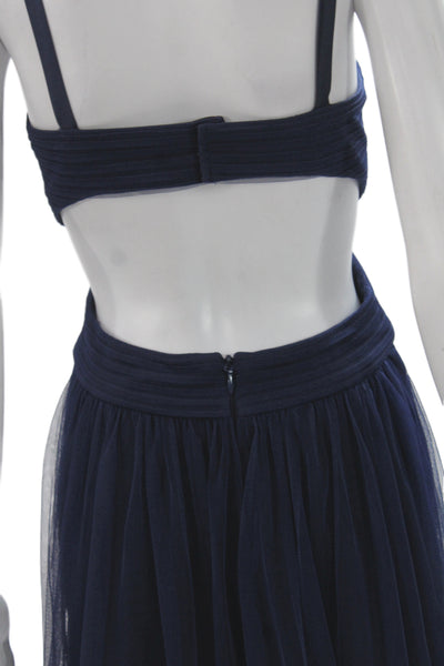 BCBG Max Azria Women Maxi Tank Dress Dark Blue V-Neck Full-Length Size 4