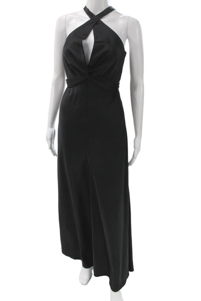 BCBG Max Azria Women Maxi Dress Black Sleeveless Tie Waist 100% Polyester Size 6