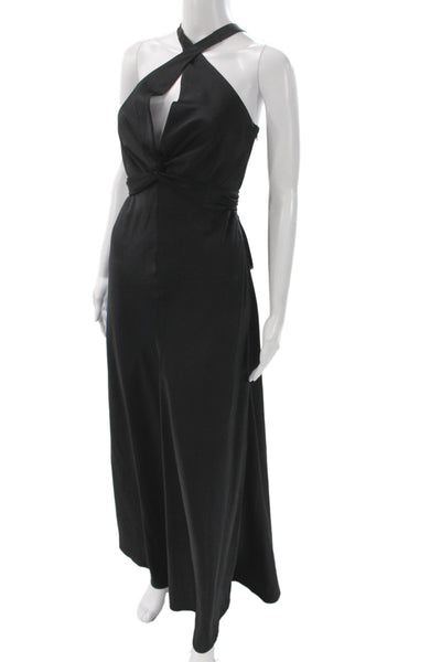 BCBG Max Azria Women Maxi Dress Black Sleeveless Tie Waist 100% Polyester Size 6