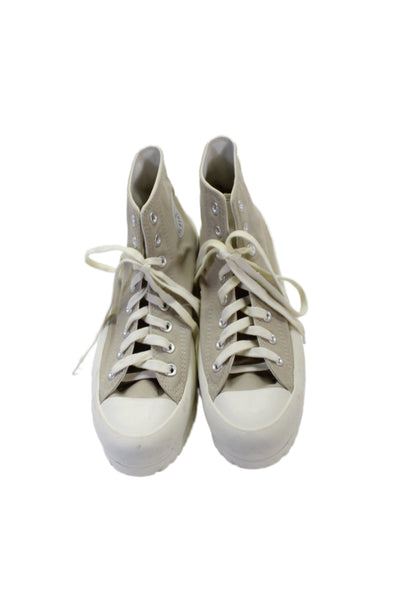 Converse Womens Lace Up Platform Chuck Taylor Sneakers Beige Size 10.5