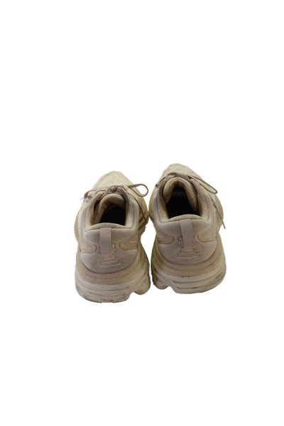 HOKA Womens Canavas Laced Platform Sneakers Beige