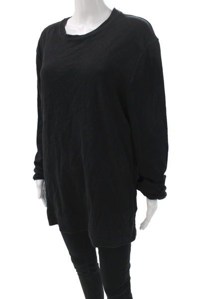 Standard James Perse Women Basic Tunic Black Cotton Longsleeve Crew Neck Size 3