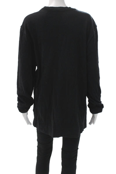 Standard James Perse Women Basic Tunic Black Cotton Longsleeve Crew Neck Size 3