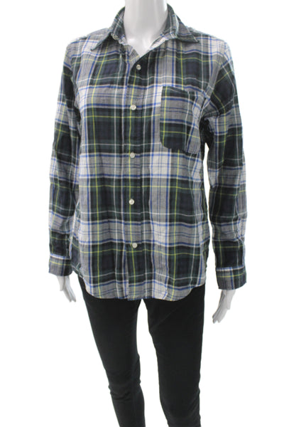 Denim & Dungaree Womens Plaid Button-Up Black Cotton Long Sleeve Size S