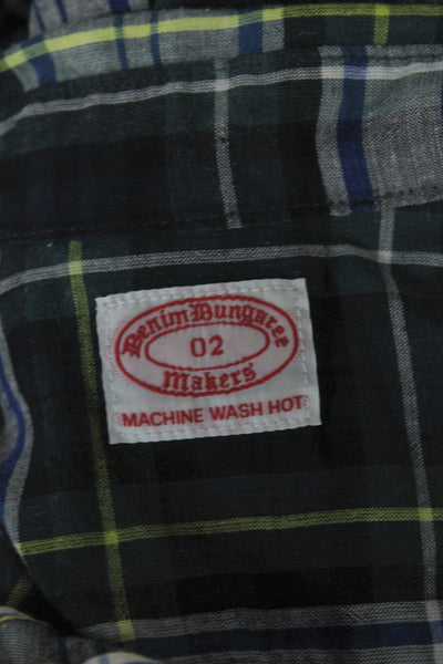 Denim & Dungaree Womens Plaid Button-Up Black Cotton Long Sleeve Size S