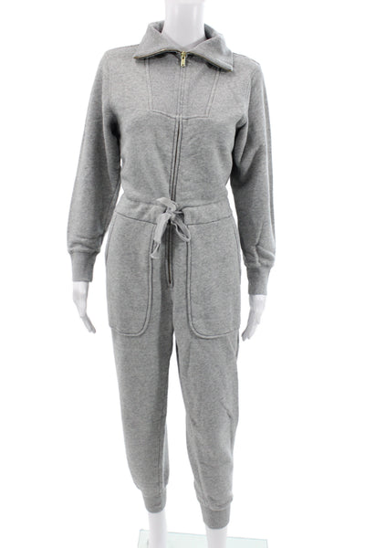 Alex Mill Womens Hooded Long Sleeve Gray Jumpsuit Spandex Mesh Size S