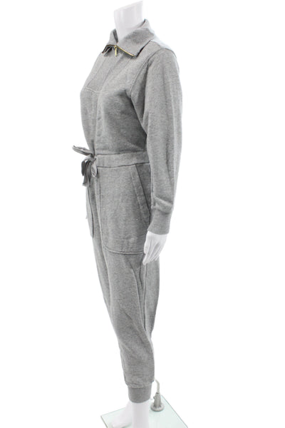 Alex Mill Womens Hooded Long Sleeve Gray Jumpsuit Spandex Mesh Size S