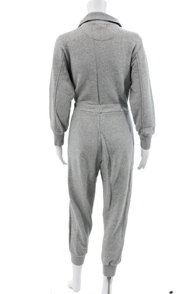 Alex Mill Womens Hooded Long Sleeve Gray Jumpsuit Spandex Mesh Size S