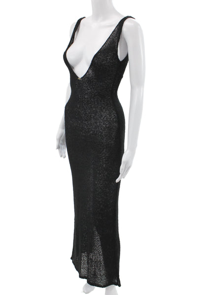 Flook Women Bodycon Maxi Dress Black Sleeveless V-Neck Size XS