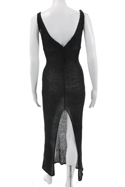Flook Women Bodycon Maxi Dress Black Sleeveless V-Neck Size XS