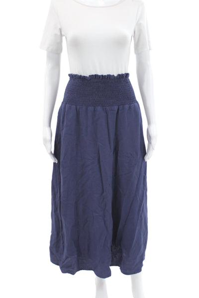 Honest Edit Womens Peasant Skirt Dark Blue Knee Length Size S