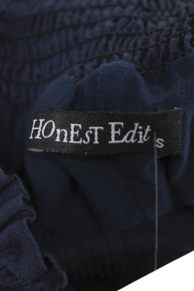 Honest Edit Womens Peasant Skirt Dark Blue Knee Length Size S