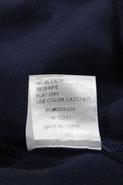 Honest Edit Women Collared Long Sleeve Button-Up Dark Blue Linen Size XS