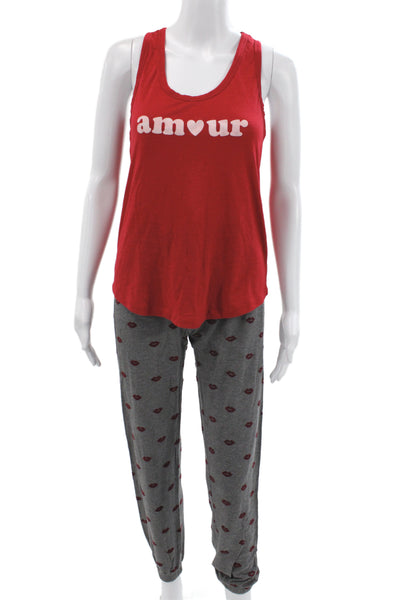 PJ Salvage Cotton Y  Back Amour Logo   Scoop Neck  Pajamas Set Red Size S