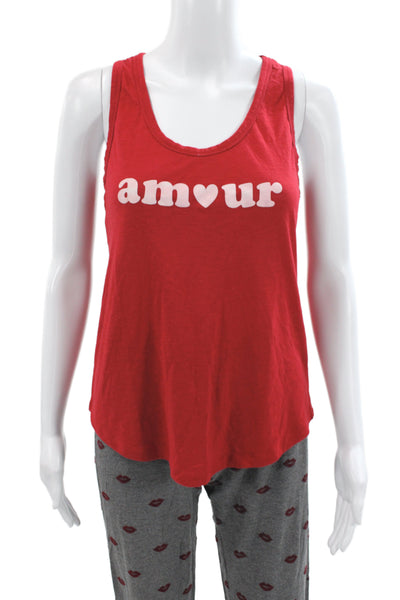 PJ Salvage Cotton Y  Back Amour Logo   Scoop Neck  Pajamas Set Red Size S