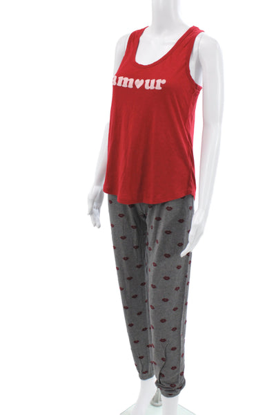 PJ Salvage Cotton Y  Back Amour Logo   Scoop Neck  Pajamas Set Red Size S