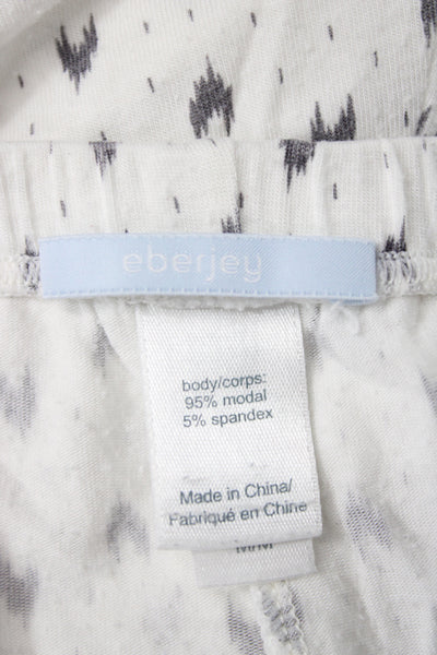 Eberjey Womens Cotton Collard Button front  Pajamas Set White Size M