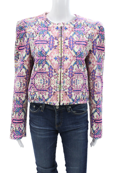 Isabel Marant Womens Pink Geometric Cotton Jacket Crewneck Longsleeve Size 42