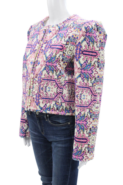 Isabel Marant Womens Pink Geometric Cotton Jacket Crewneck Longsleeve Size 42
