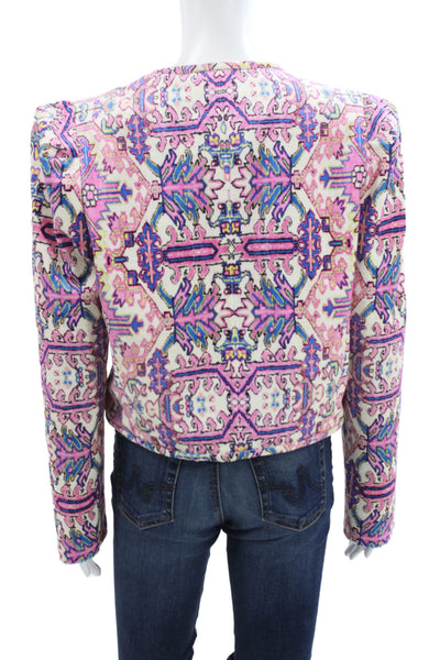 Isabel Marant Womens Pink Geometric Cotton Jacket Crewneck Longsleeve Size 42