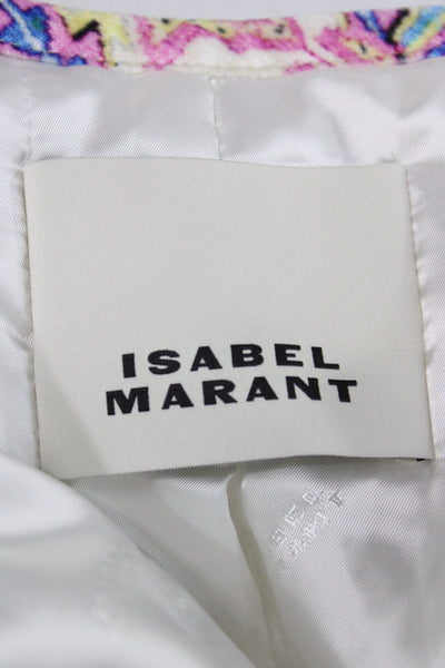 Isabel Marant Womens Pink Geometric Cotton Jacket Crewneck Longsleeve Size 42