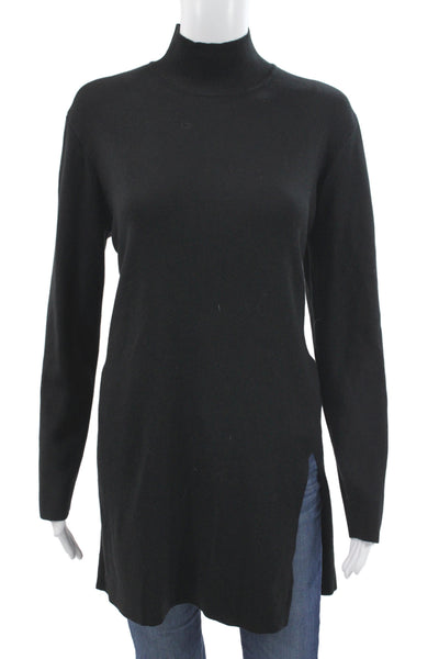 Cable & Gauge Unisex Black Wool Mock Neck Pullover Sweater Long Sleeve Size L