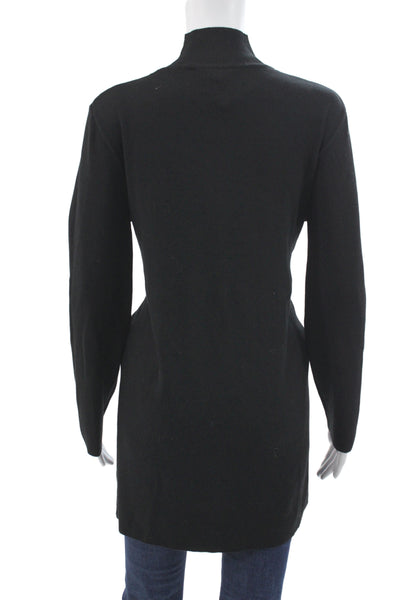 Cable & Gauge Unisex Black Wool Mock Neck Pullover Sweater Long Sleeve Size L