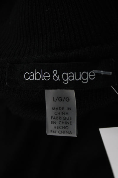 Cable & Gauge Unisex Black Wool Mock Neck Pullover Sweater Long Sleeve Size L