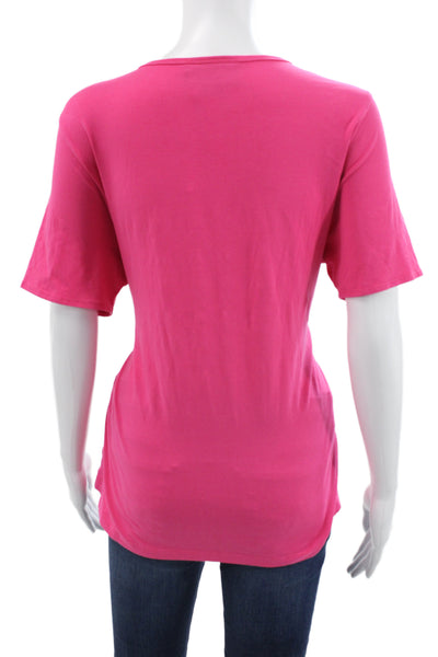 Christine Alexander Women Pink Graphic Cowboy Short Sleeve T-Shirt Size XL